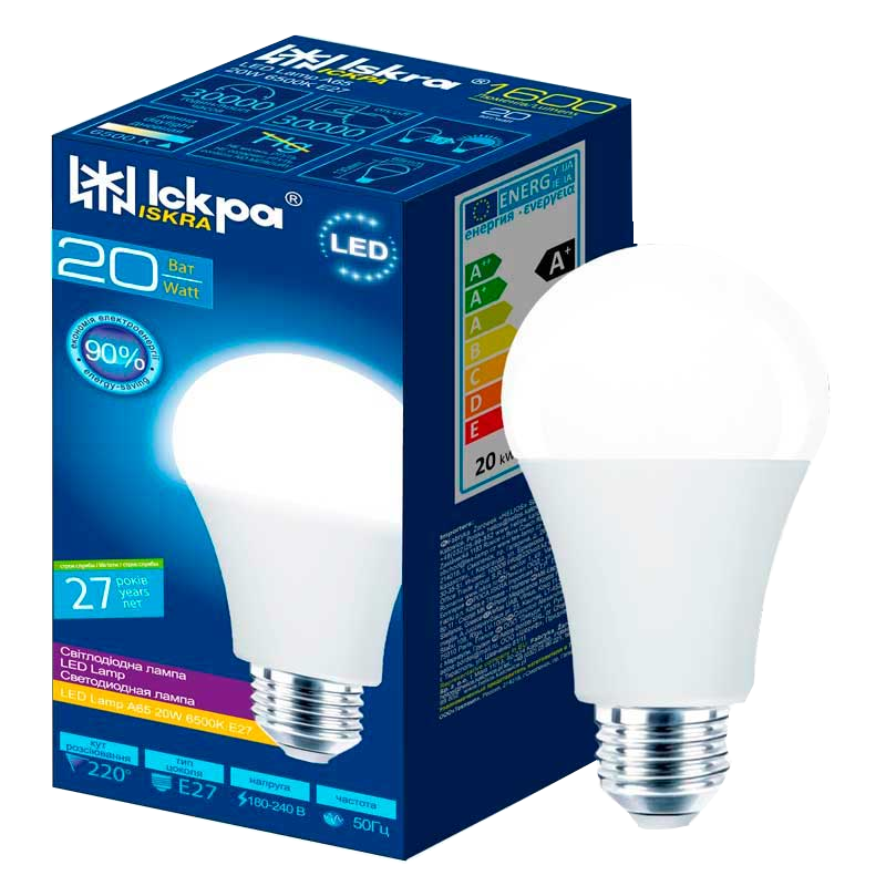 Лампа світлодіодна Іскра A65, 20Вт, E27, 4000К (5706704)